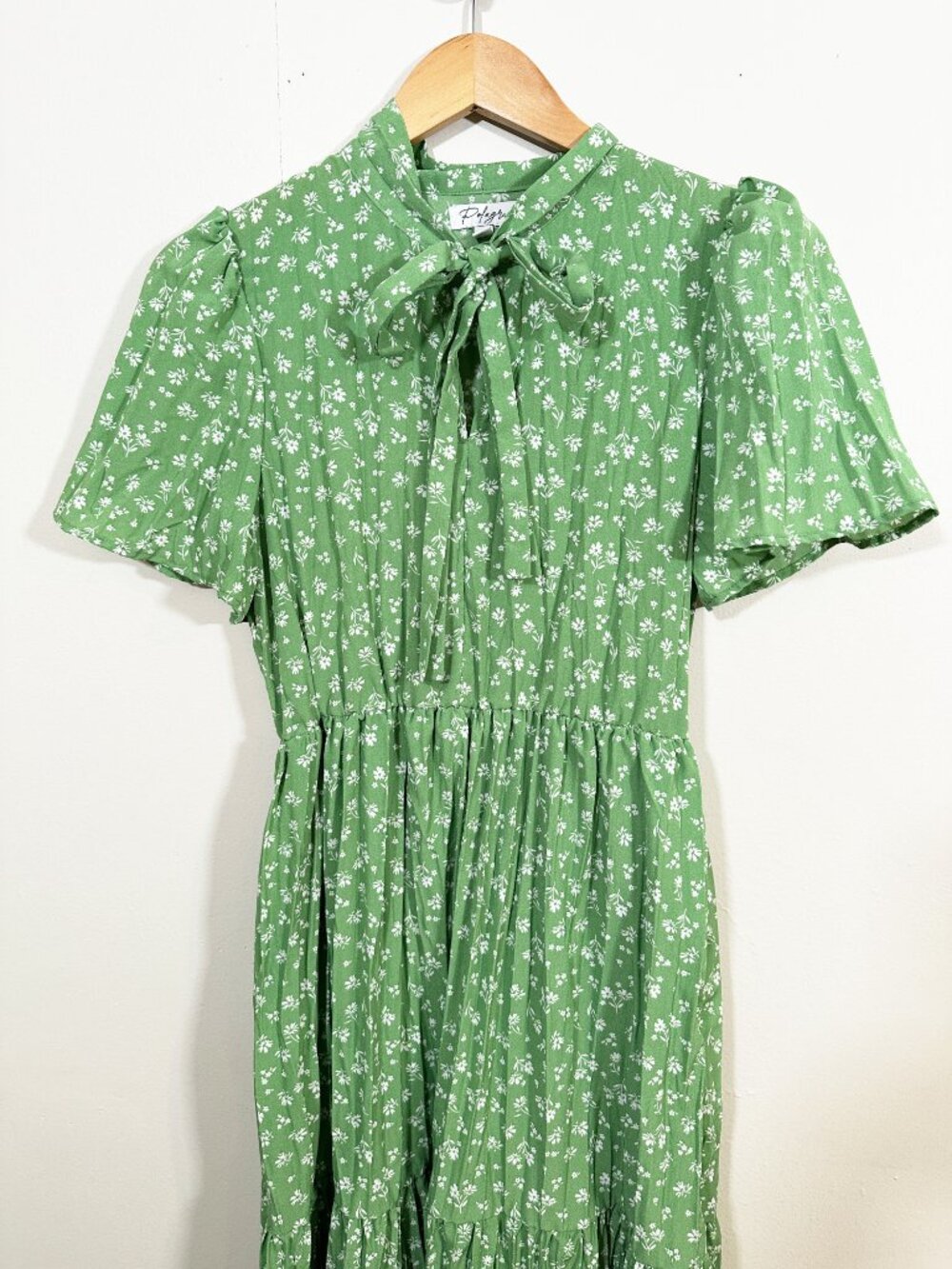 NWOT Polagram Boho Green Floral Maxi Dress Size Small Fairycore Cottagecore - Picture 5 of 11